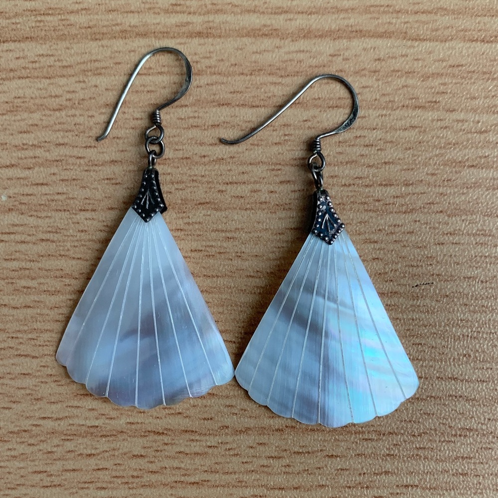 Delicate Vintage Sterling Shell Earrings
